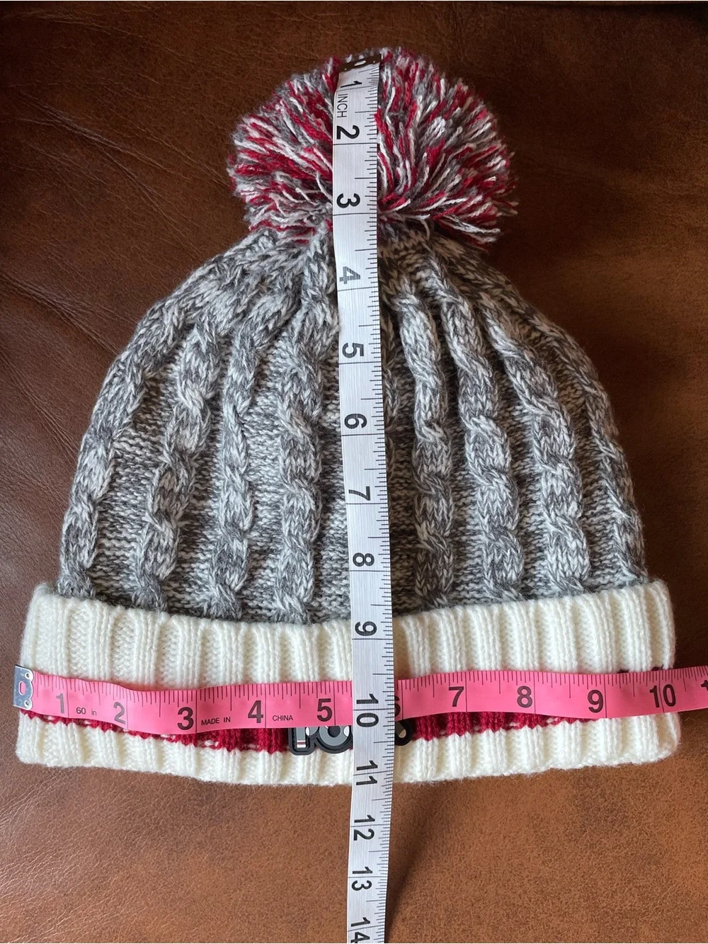 Pook Beanie stocking cap One Size Gray Red White Black Toque Fleece unisex